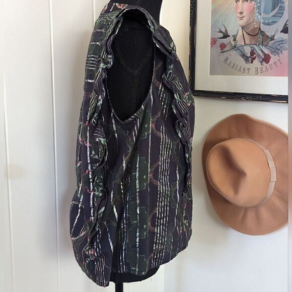 Pilcro Anthropologie Ruffled Buttondown Sleevless Top, sz SM EUC - Picture 7 of 15